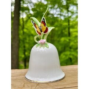 Vintage 1979 Enesco Maruri Masterpiece Butterfly Bone China Bell